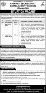 Cabinet Division Islamabad Job Announcement 2025