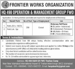 HQ 498 Operation & Management Group FWO Jobs 2025