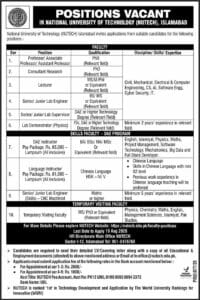 National University of Technology NUTECH Islamabad Jobs 2025