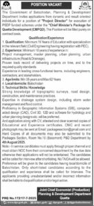 Planning & Development Department Quetta Job 2025