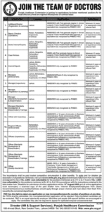 The Punjab Healthcare Commission PHC Lahore Jobs Notice