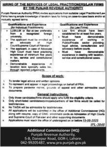 Legal Practitioner Jobs in Punjab Revenue Authority