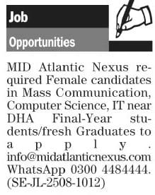 Mid Atlantic Nexus Limited Lahore Jobs 2025
