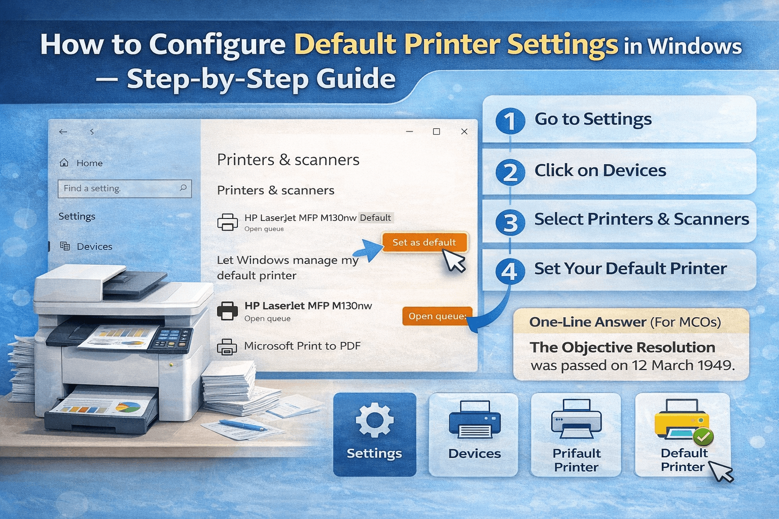 Configure Default Printer Settings