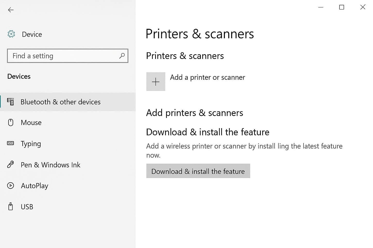 Open Devices settings to connect a wireless printer on Windows 10