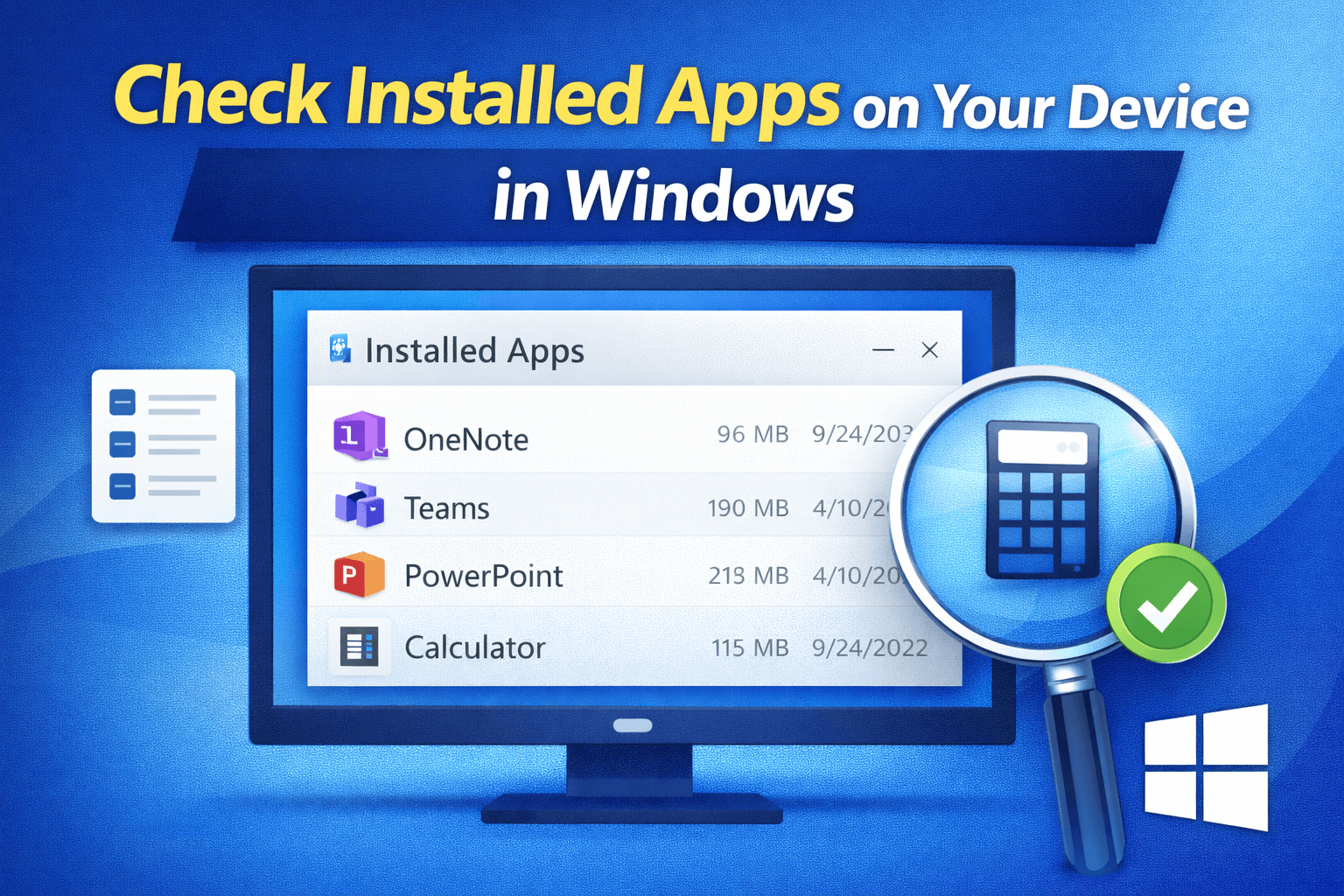 Check installed apps on your device windows