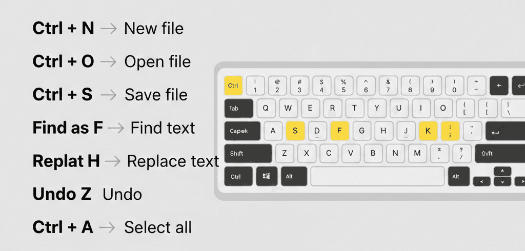 Use Keyboard Shortcuts to Work Faster in Notepad