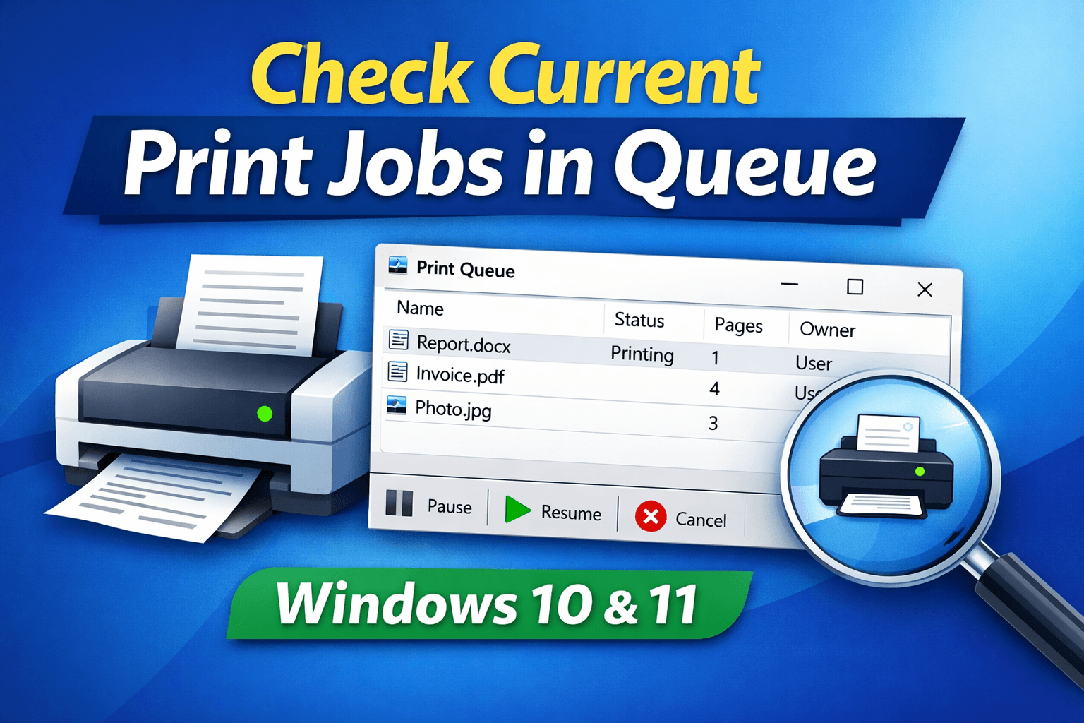 Read more about the article Check Current Print Jobs in Queue Windows 10 & 11 (Easy Guide)