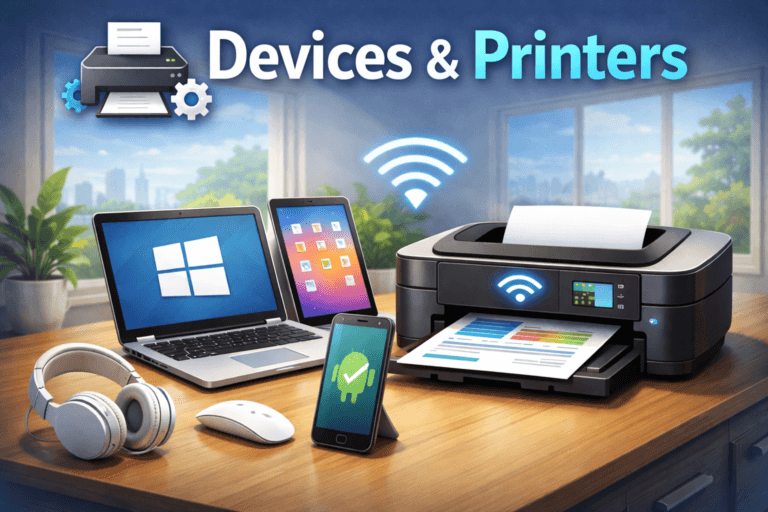 Printer Computer Example Devices and Printers: How to Manage Printers in Windows