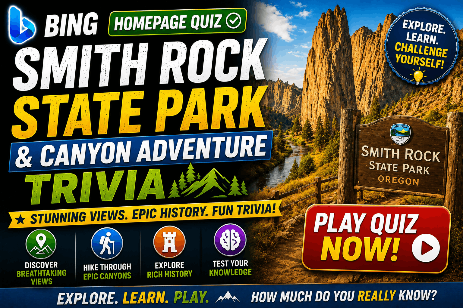 Read more about the article Bing Homepage Quiz — Smith Rock State Park & Canyon Adventure Trivia