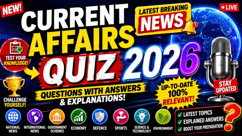 Current Affairs Quiz 2026 | Latest GK & Breaking News MCQs
