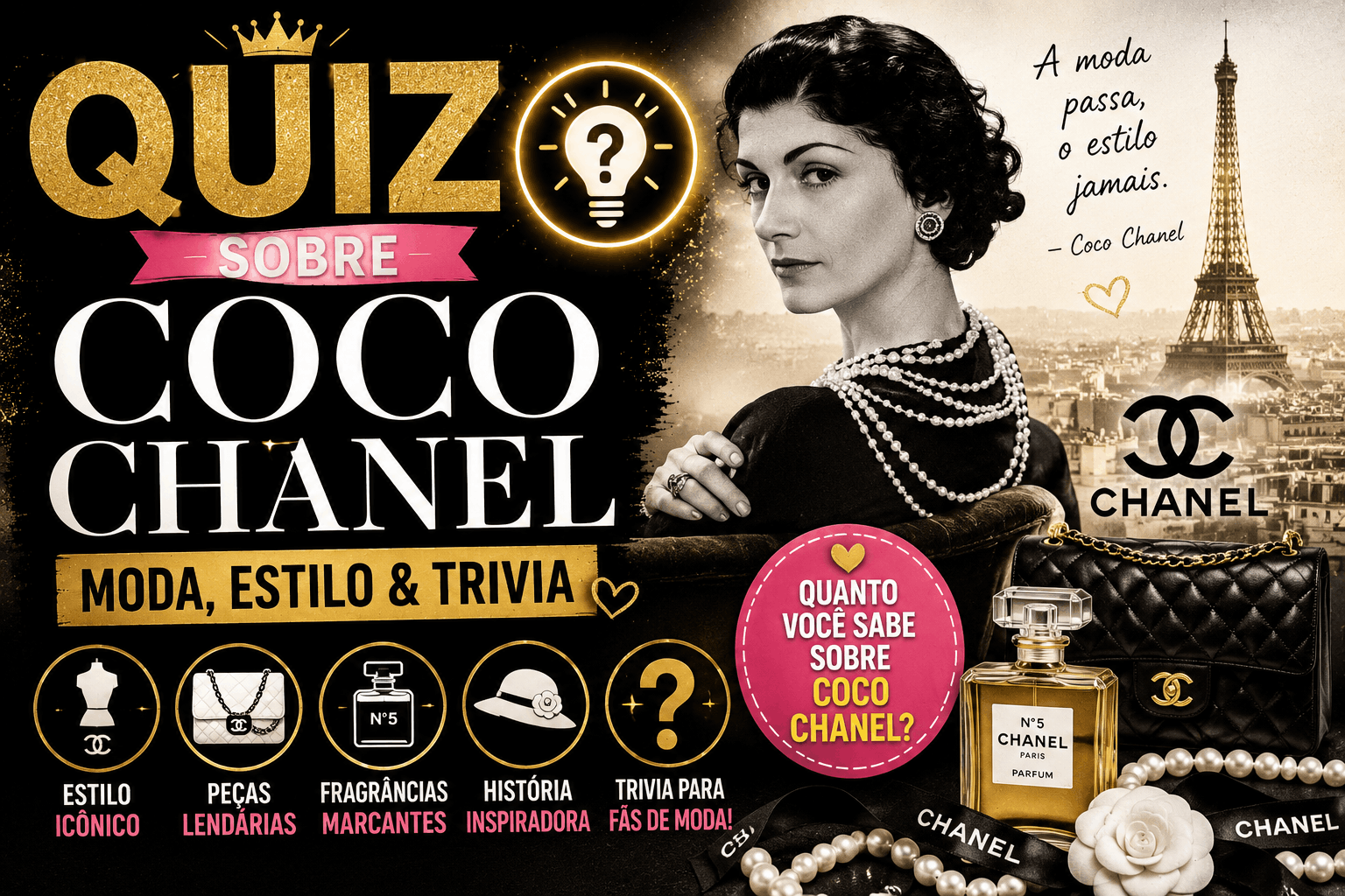 Read more about the article Quiz Sobre Coco Chanel – Teste Seus Conhecimentos de Moda