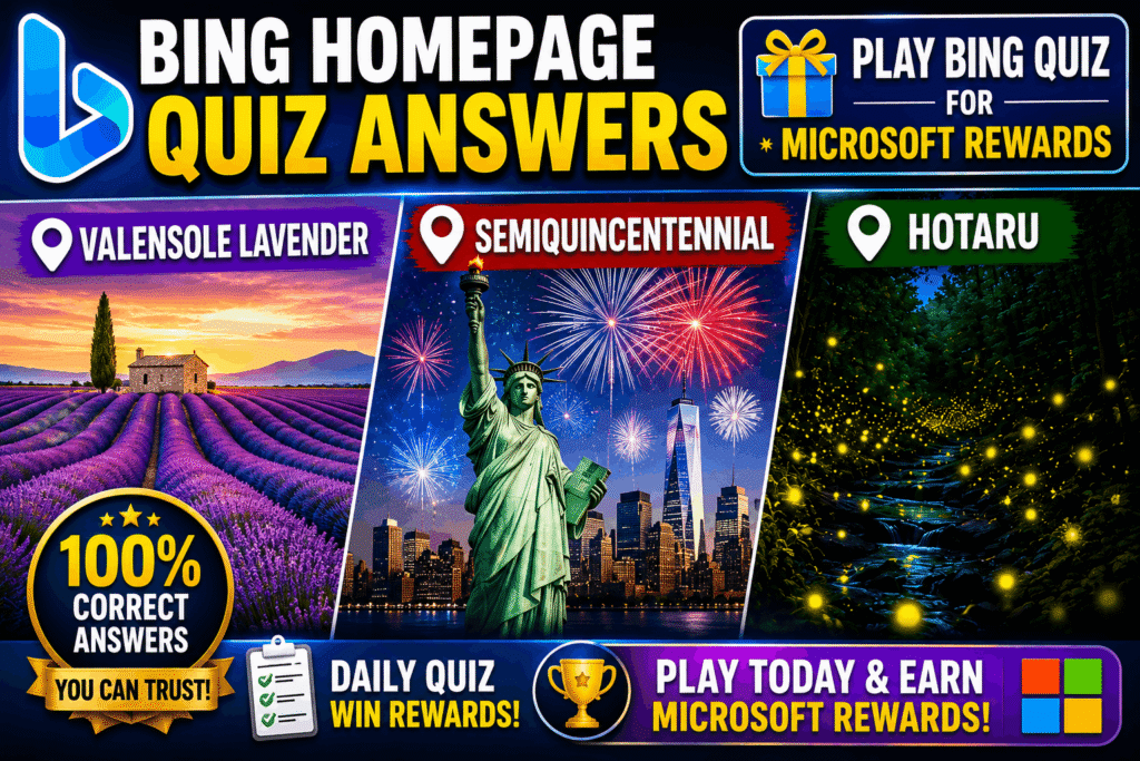 Bing Homepage Quiz Answers